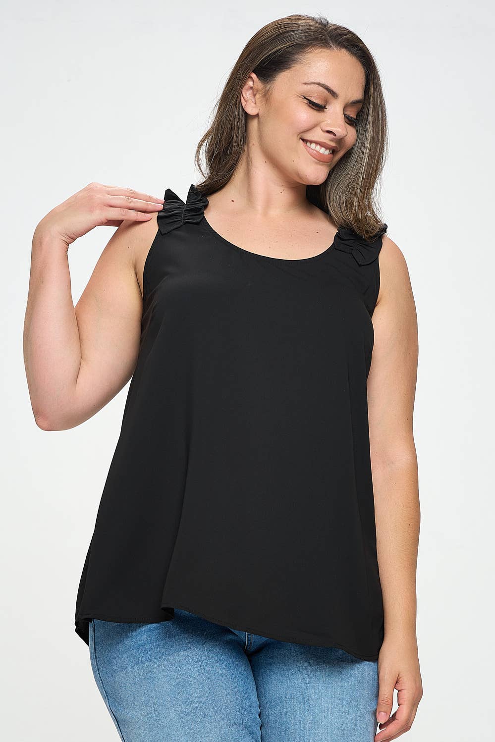 Faydra Frilled Top - Plus Size - Black