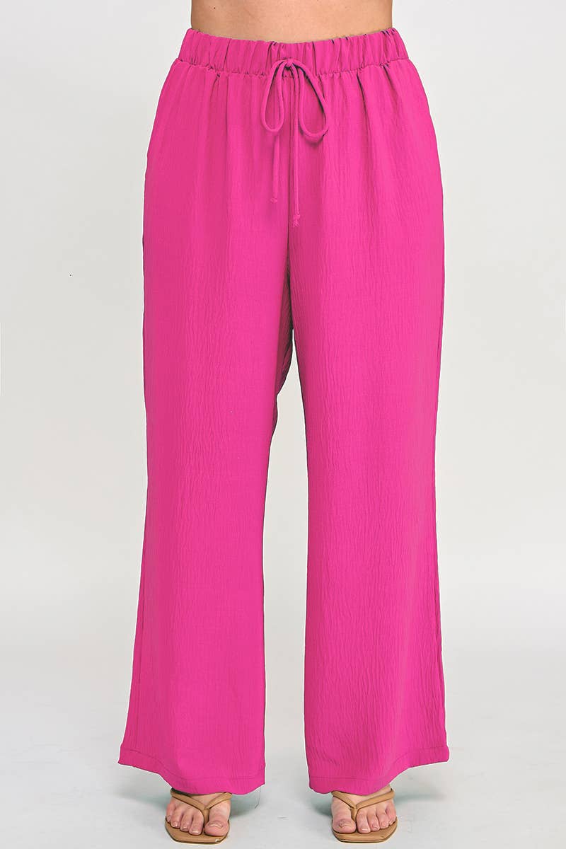 Plus Size Woven Pant - Fuchsia Rose