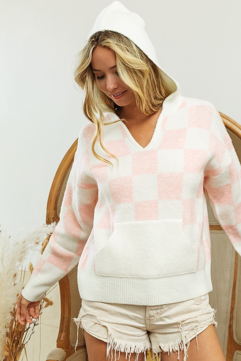 Paige Pink Checkered Hoodie