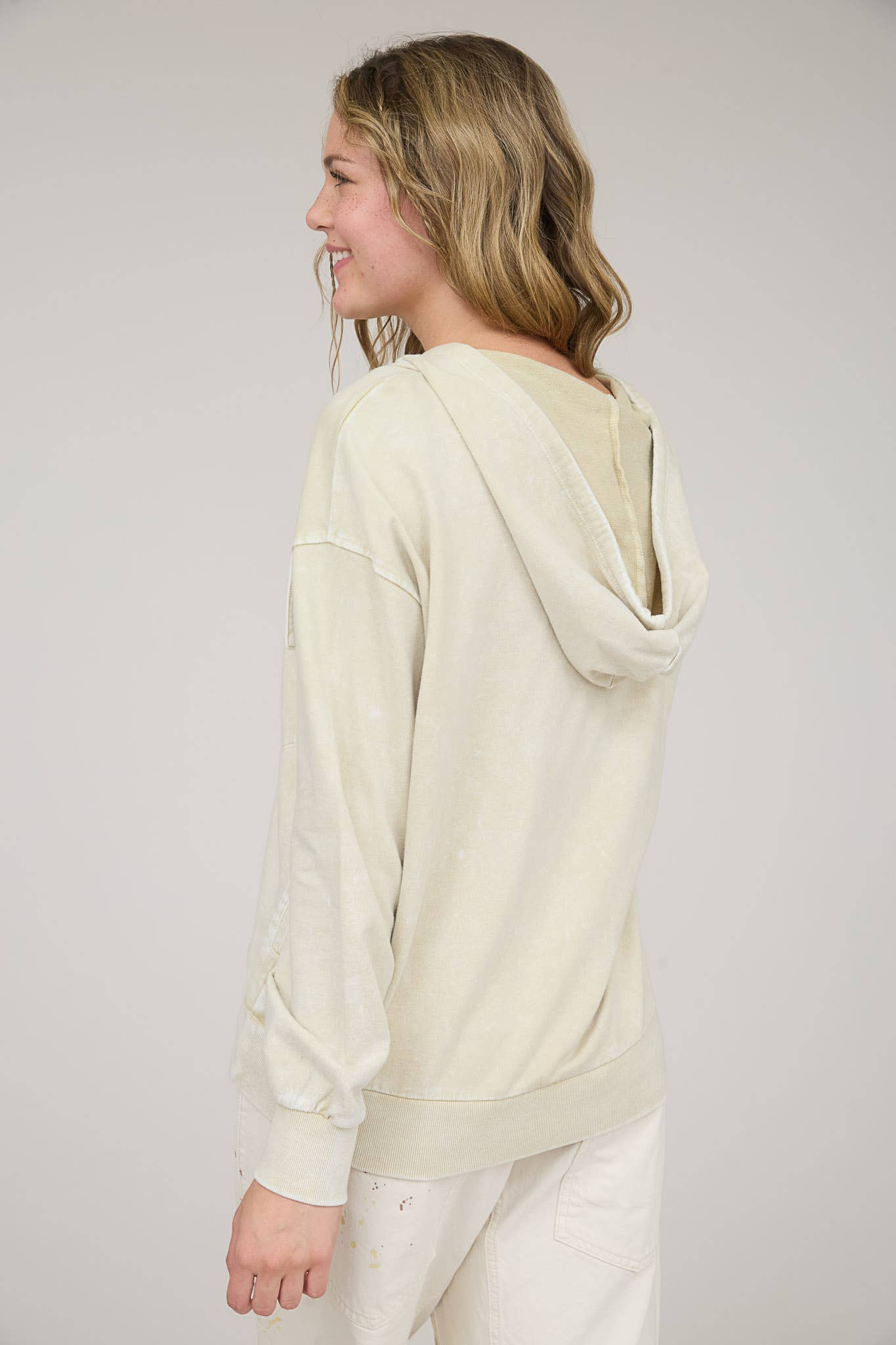 Hooded Henley Sweater - Oatmeal
