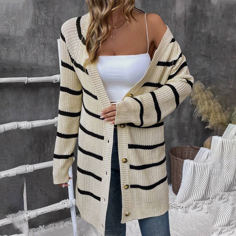 Striped Cardigan - Apricot