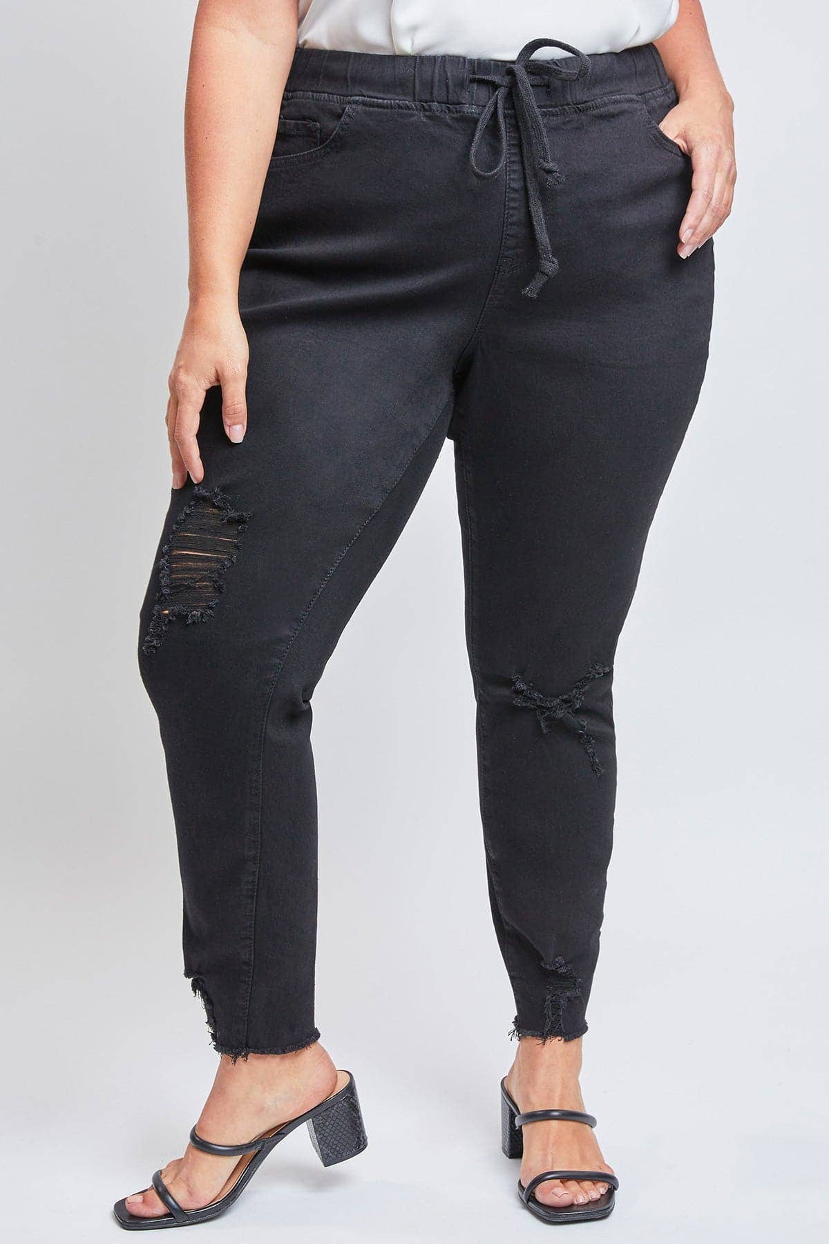 Plus Size High Rise Denim Joggers