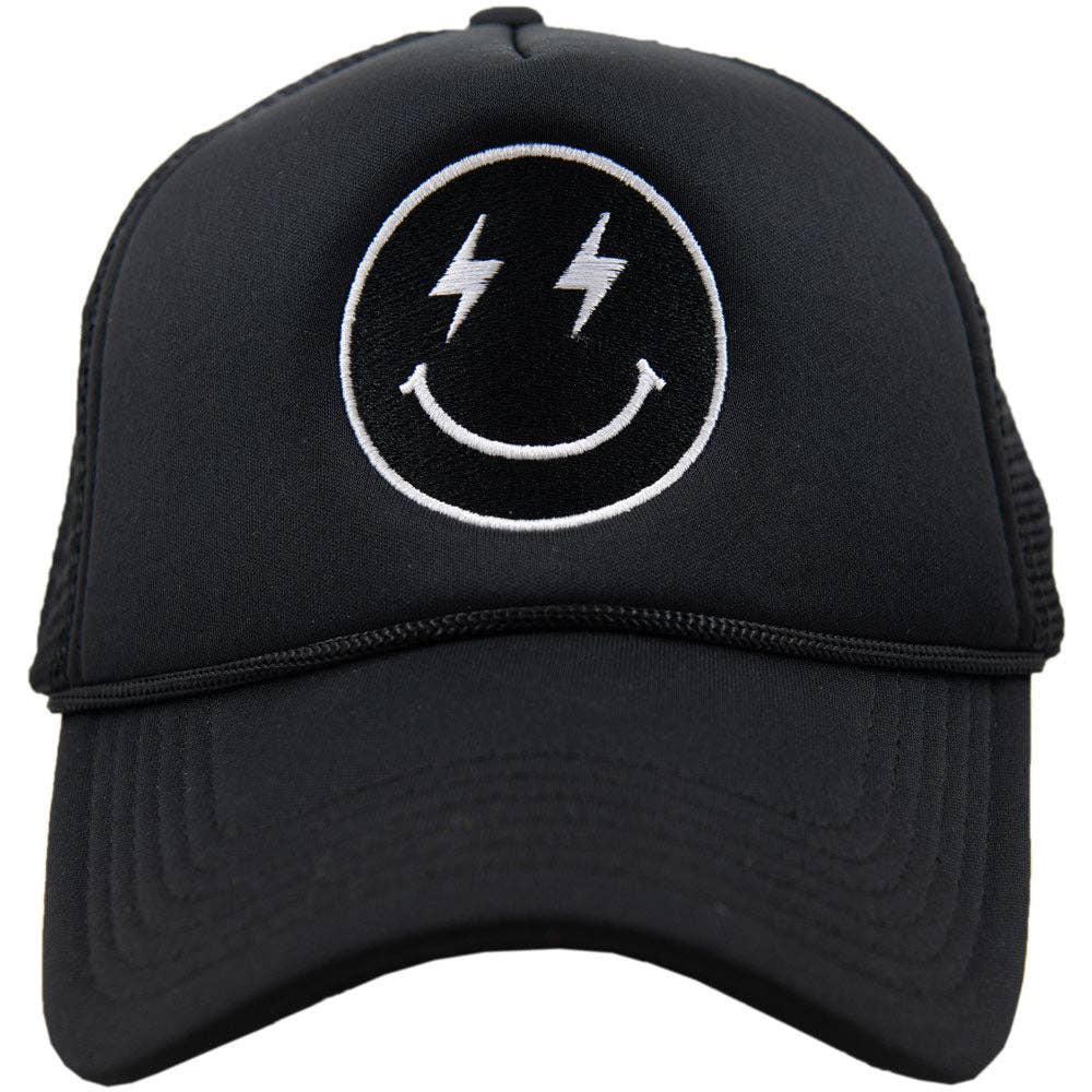 Black Lightning Happy Face Trucker Hat