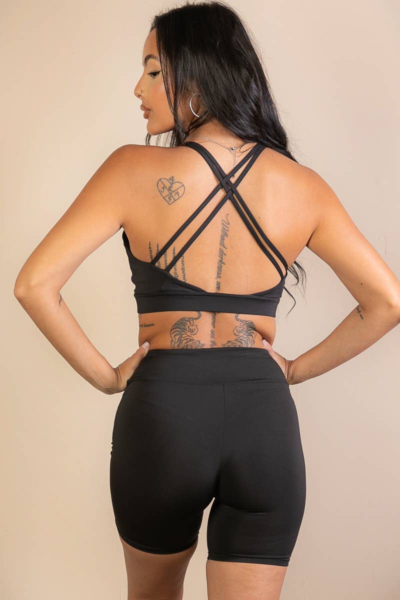 Criss Cross Sports Bra - Black