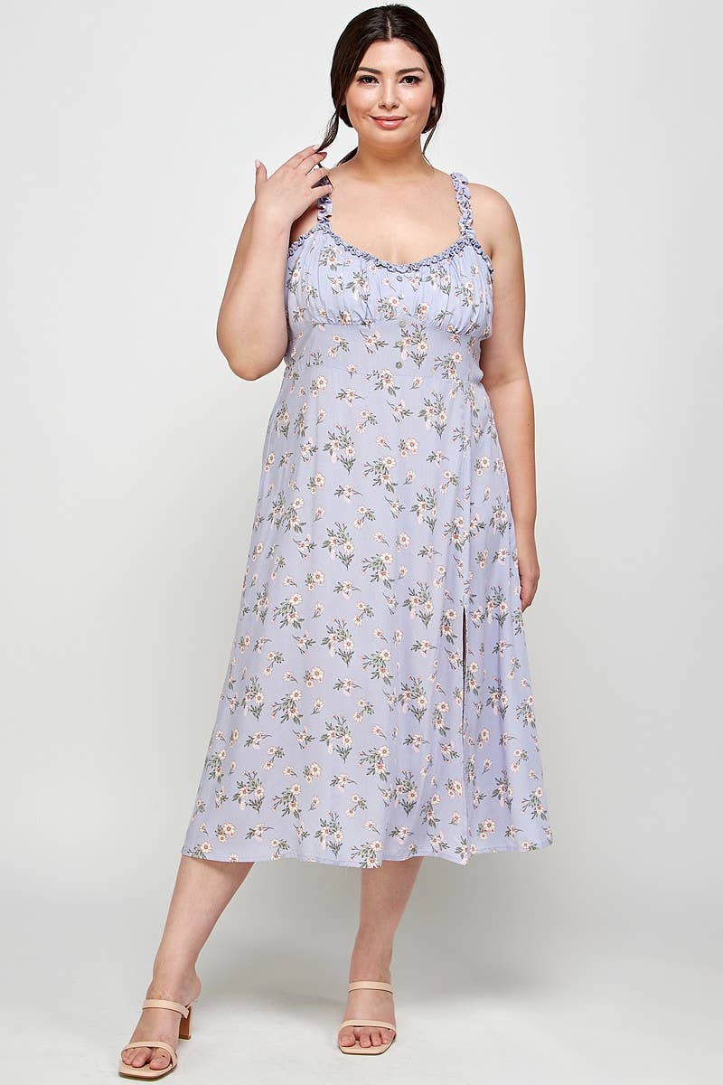 Plus Size Dress Floral Midi