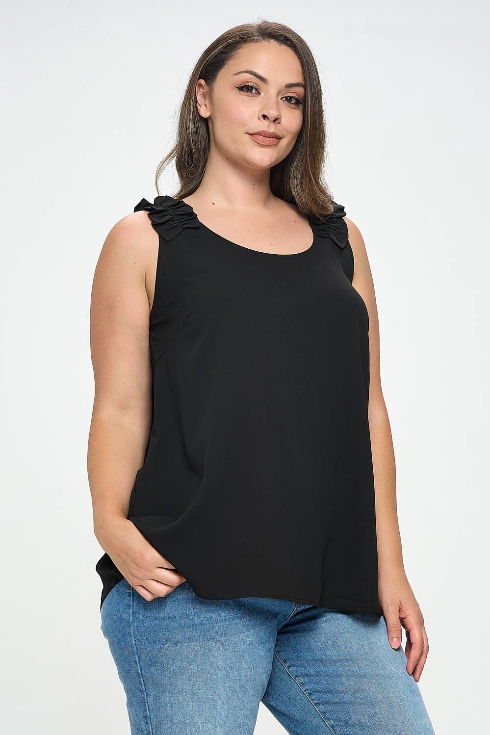 Faydra Frilled Top - Plus Size - Black