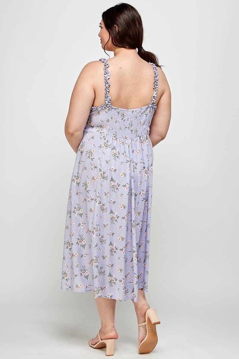 Plus Size Dress Floral Midi