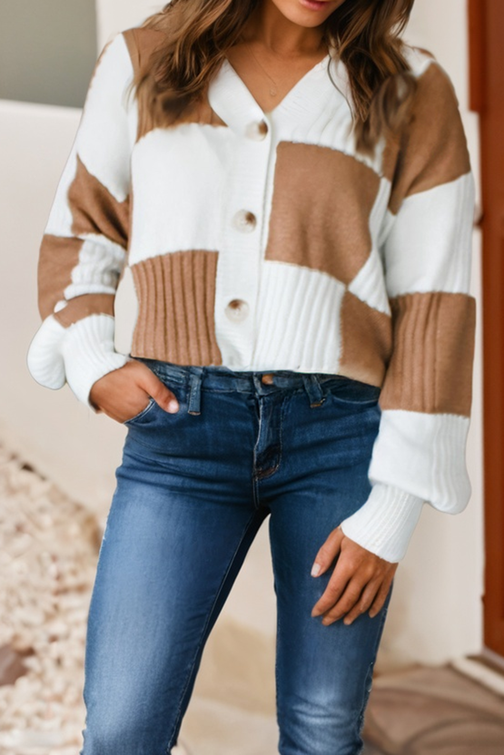 Charli Checkered Cardigan