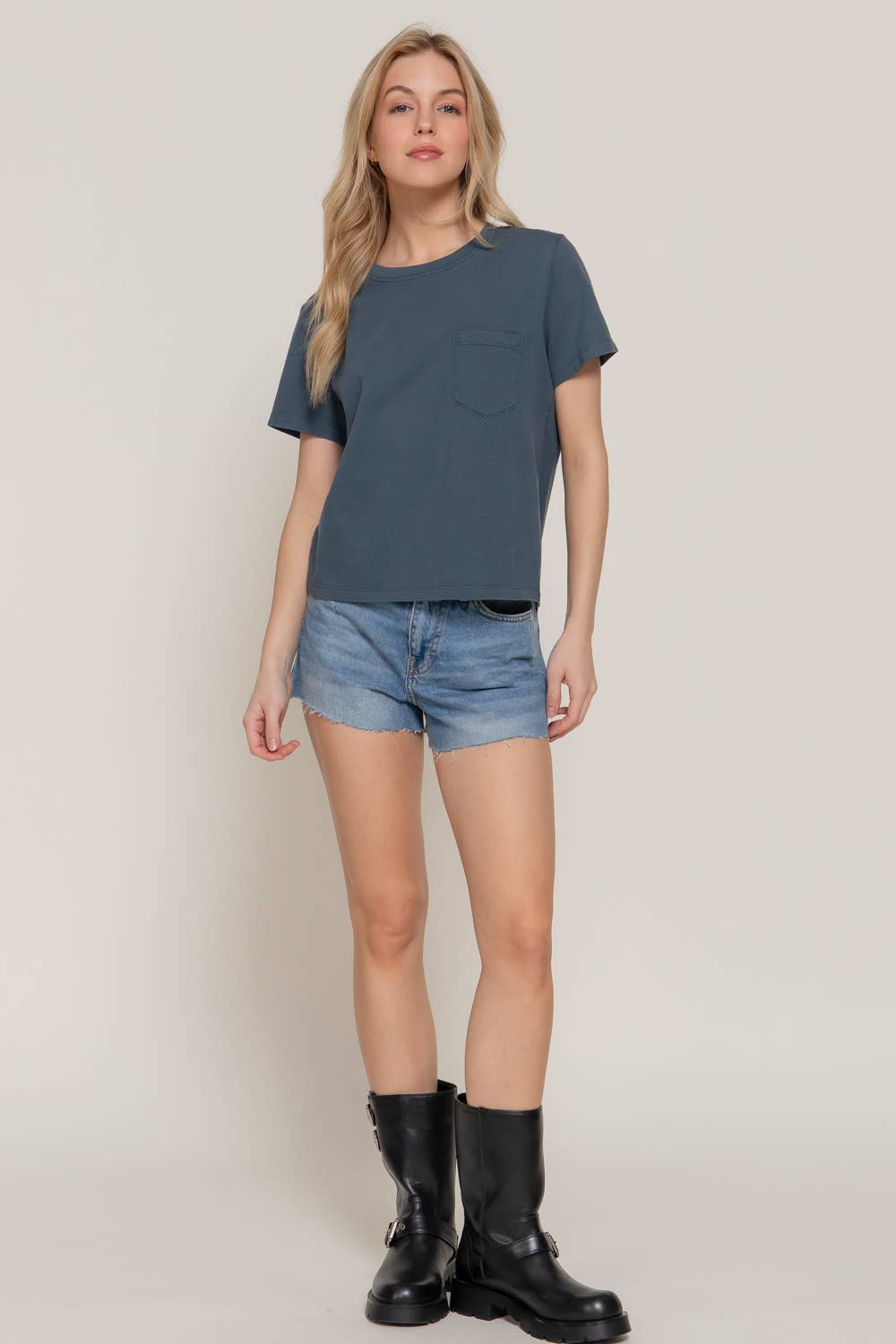 Short Sleeve Knit Top w/pocket