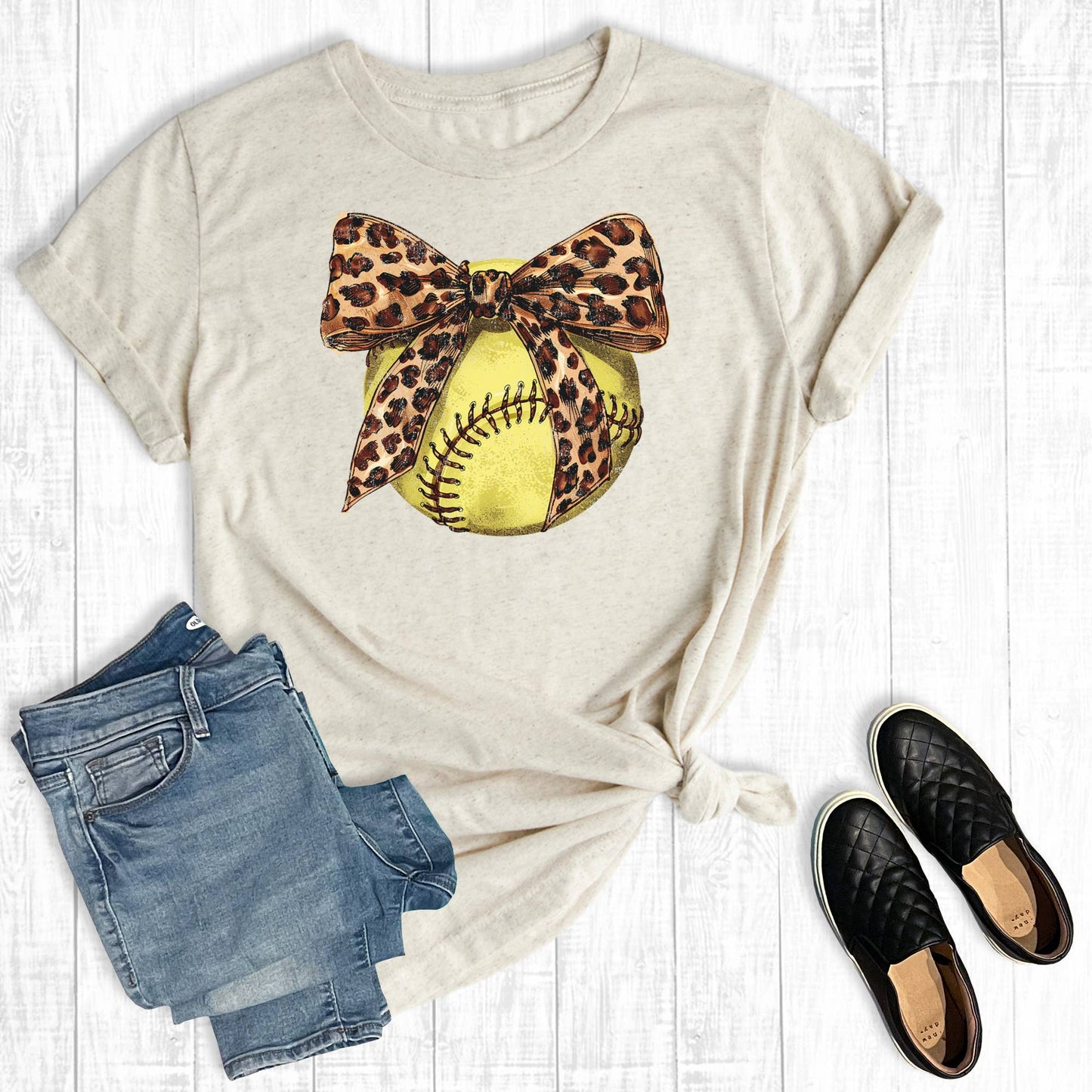 Leopard Bowtie Softball Tee