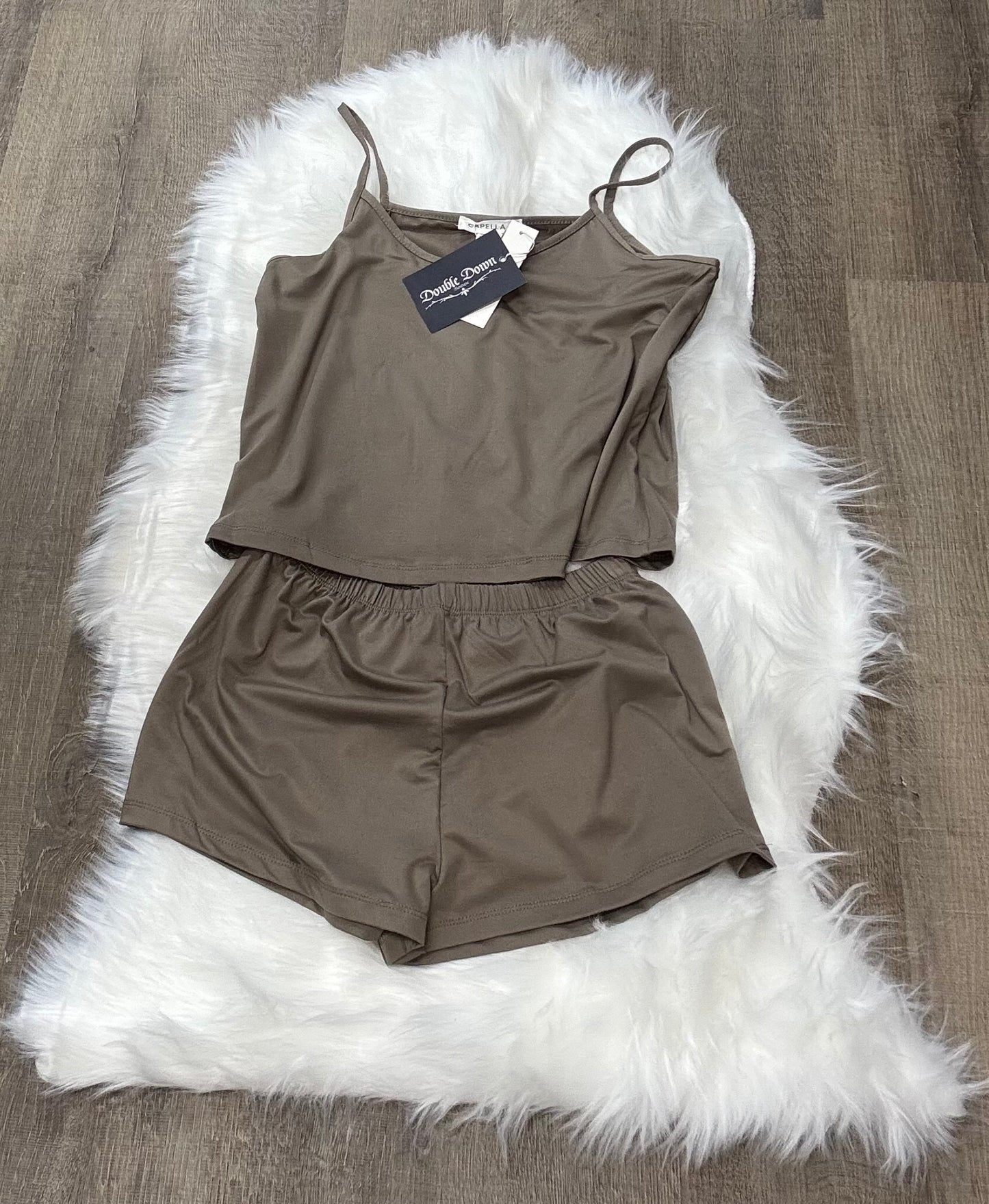 Cami Top & Shorts Lounge Set - Taupe