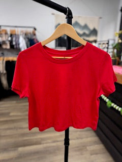 Carli Cotton Crop Top - Red