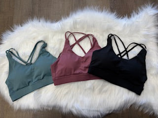Criss Cross Sports Bra -Dusty Cedar