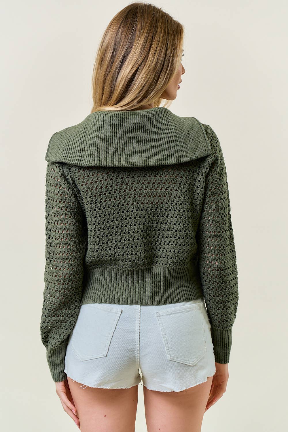 Zip-Up Knit Sweater Jacket - Olive