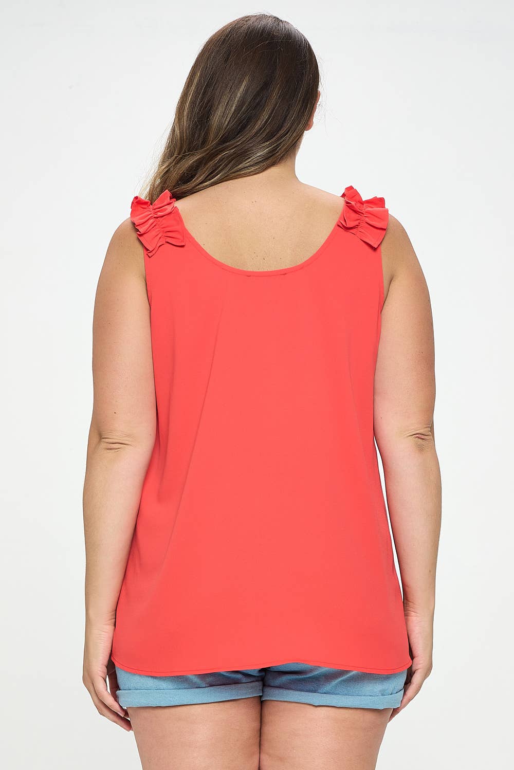Faydra Frilled Top - Plus Size - Poppy