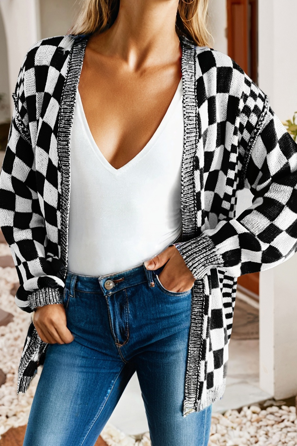 Corey Checkered Cardigan