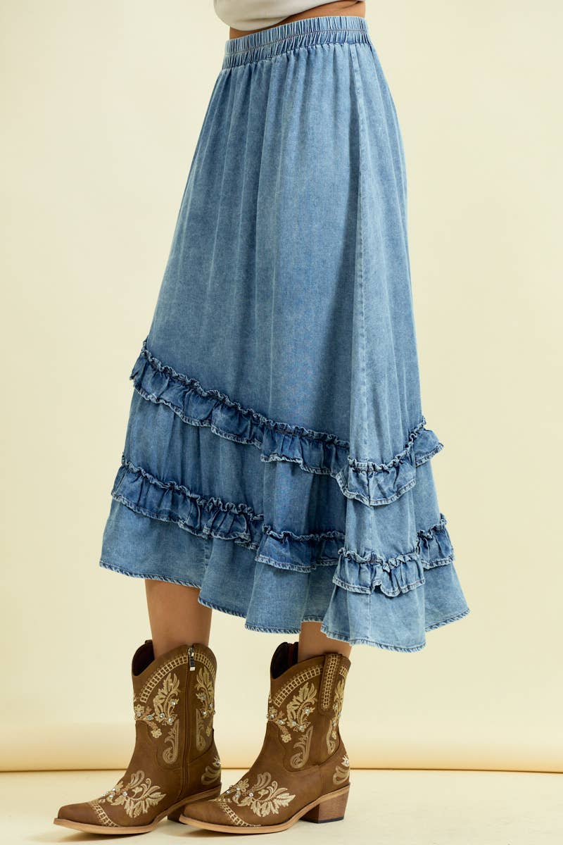 Ruffle Midi Skirt
