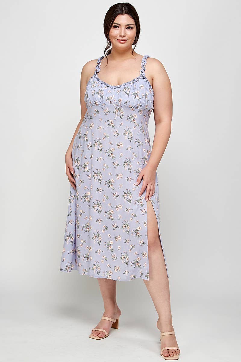 Plus Size Dress Floral Midi