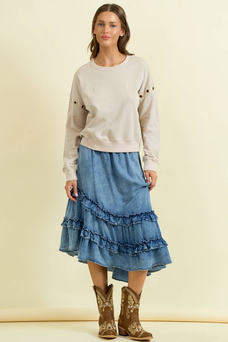 Ruffle Midi Skirt