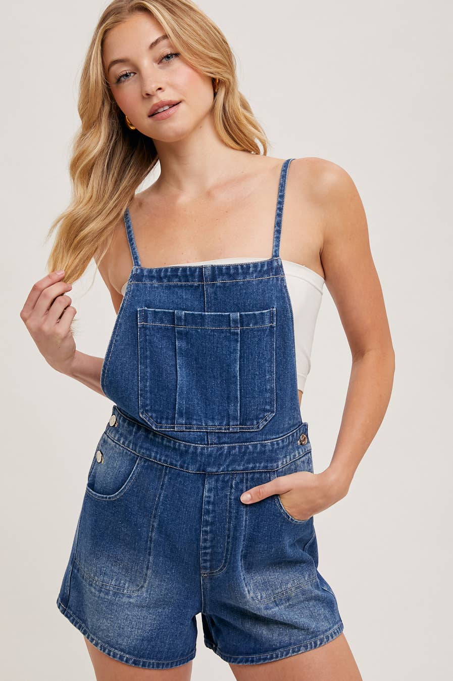 Bonnie Bow-Tie Short Overalls - Dk. Blue.