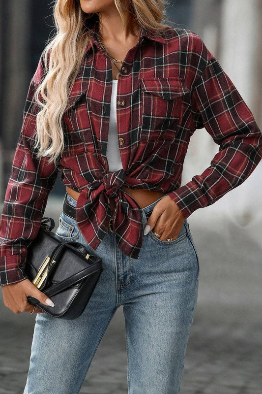 Plaid Button Down - Burgundy