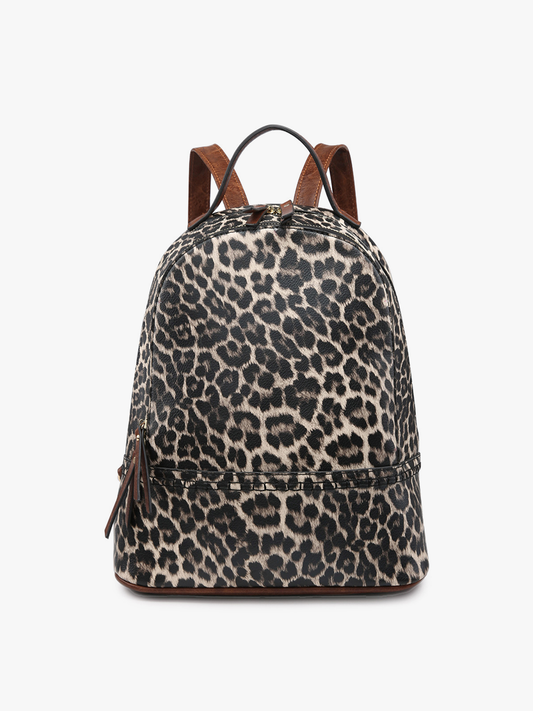 Leopard-Khaki Backpack w/ Stitch Detail