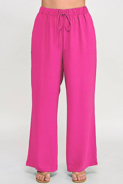 Plus Size Woven Pant - Fuchsia Rose