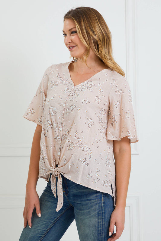 Carol Cotton Floral Blouse-Pink