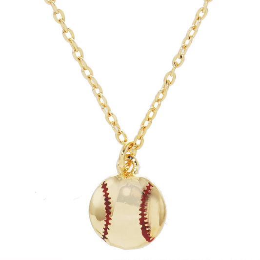 Gold-Dipped Baseball Pendant Necklace