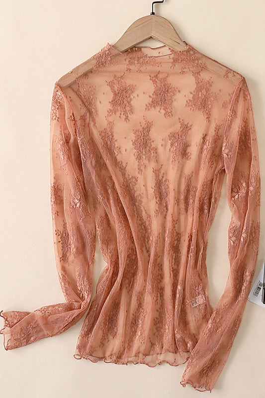 Lace Long-Sleeve Top - Rust