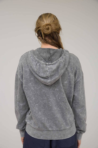Hooded Henley Sweater - Gray