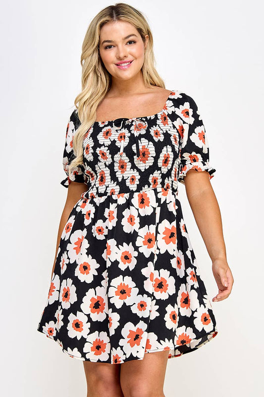 Plus Size Smocked Babydoll Dress