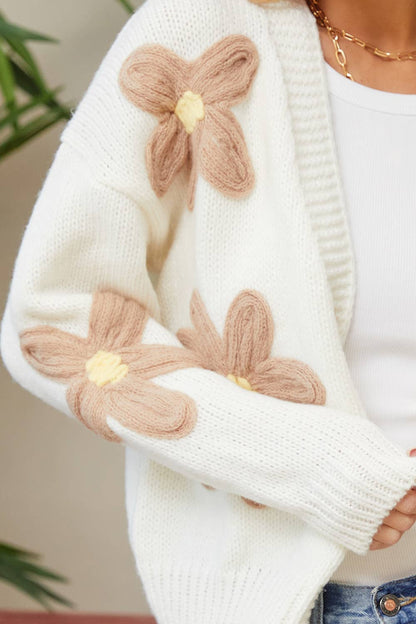 Floral Patch Sweater Cardigan