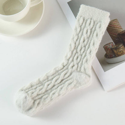 Twisted Pattern Fuzzy Socks