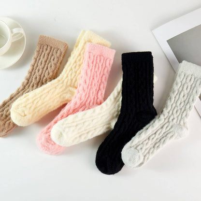 Twisted Pattern Fuzzy Socks