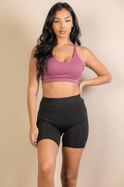 Criss Cross Sports Bra -Dusty Cedar