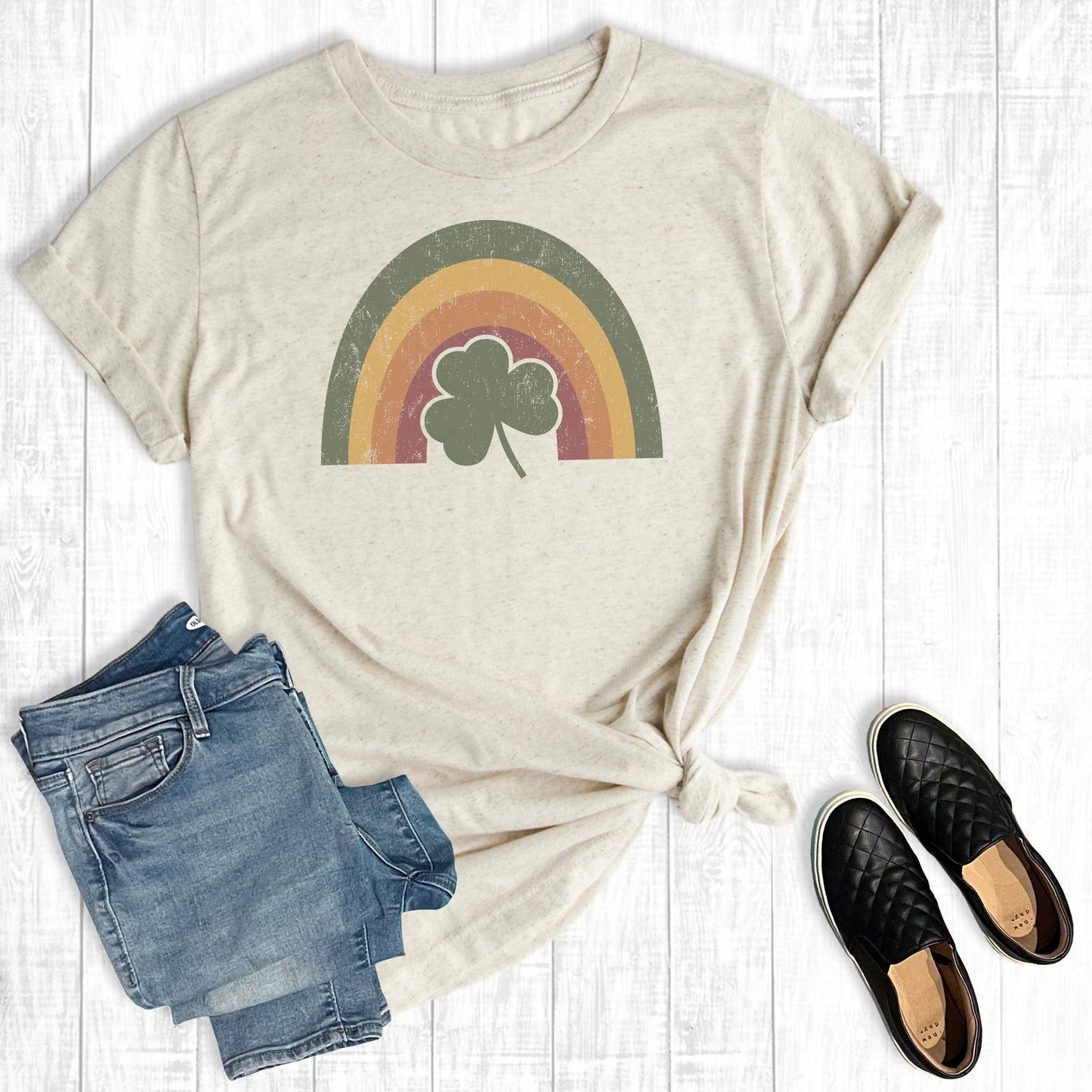 Retro St Patrick's Day Rainbow Graphic Tee