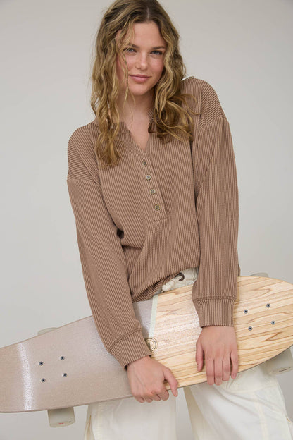 Ribbed Long-Sleeve - Mocha