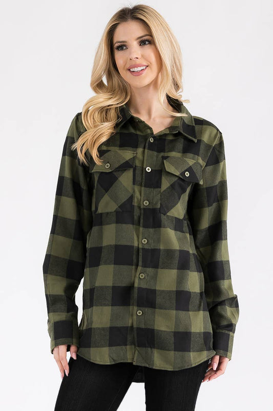 Fallon Flannel - Olive/Black