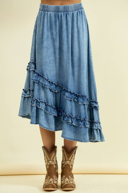 Ruffle Midi Skirt