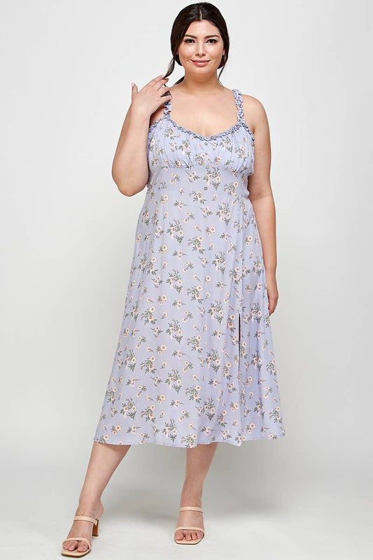 Plus Size Dress Floral Midi