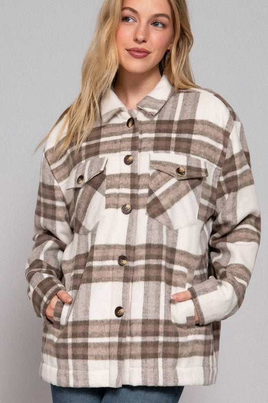 Inside Faux Fur Plaid Jacket