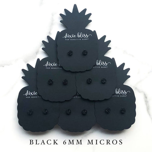 Micro Studs in Black - Earrings