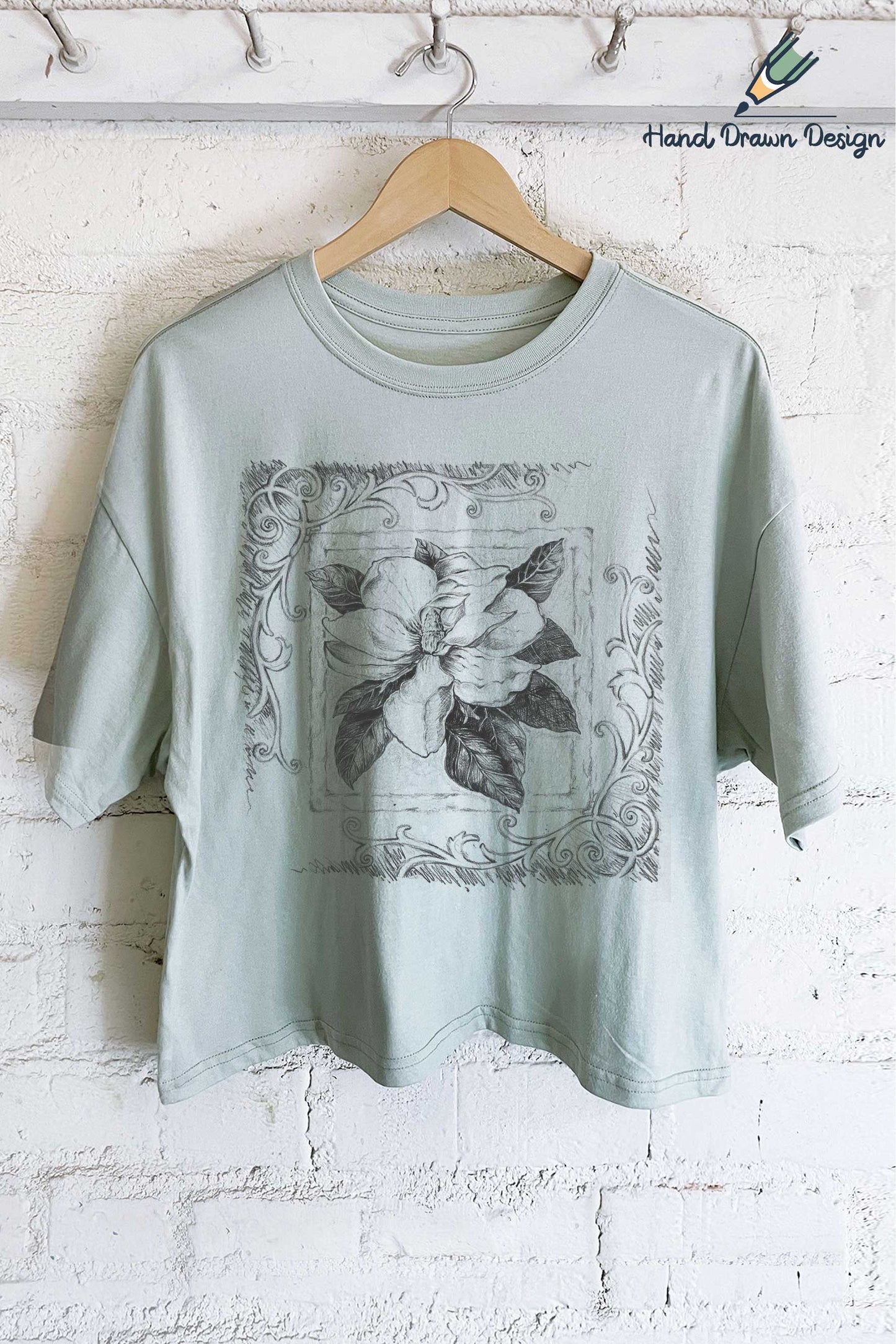 Magnolia Flower Crop Top - Dusty mint