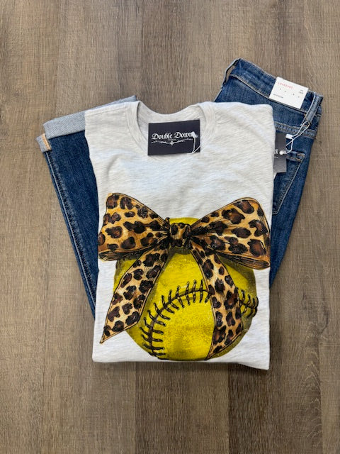 Leopard Bowtie Softball Tee