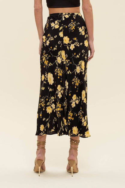 Fiona Floral Midi Skirt - Black