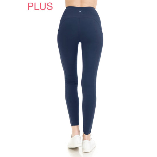 PlusSize High Waist Leggings - Navy