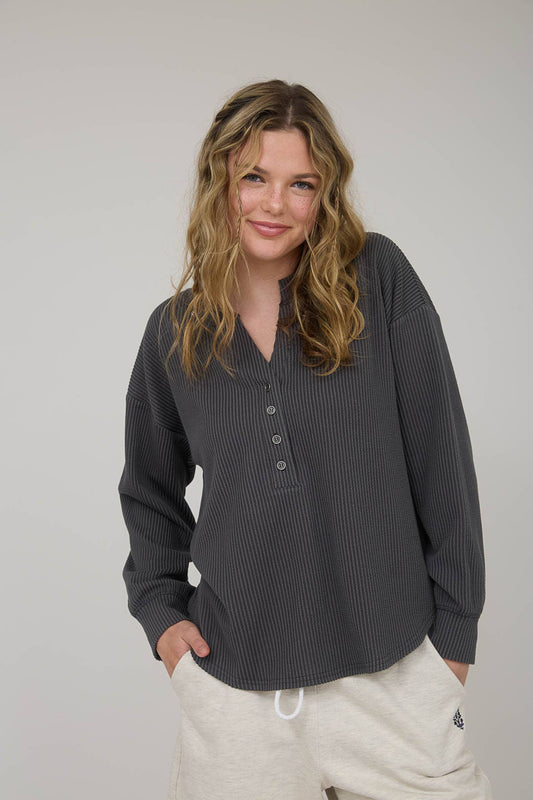 Ribbed Long-Sleeve - Charcoal
