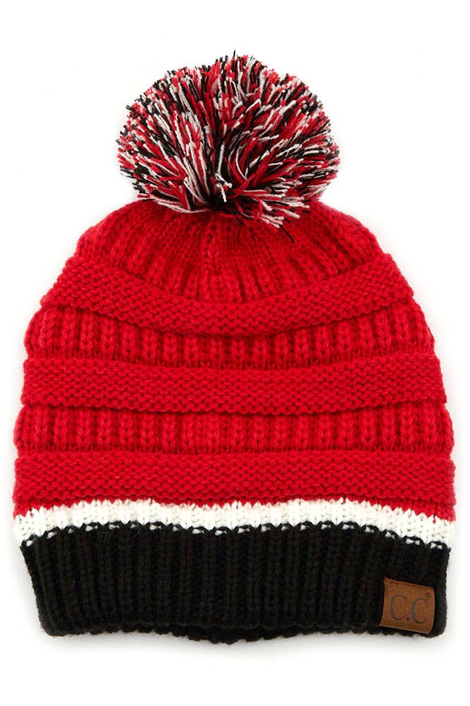 C.C Beanie - Red/Wht/Blk