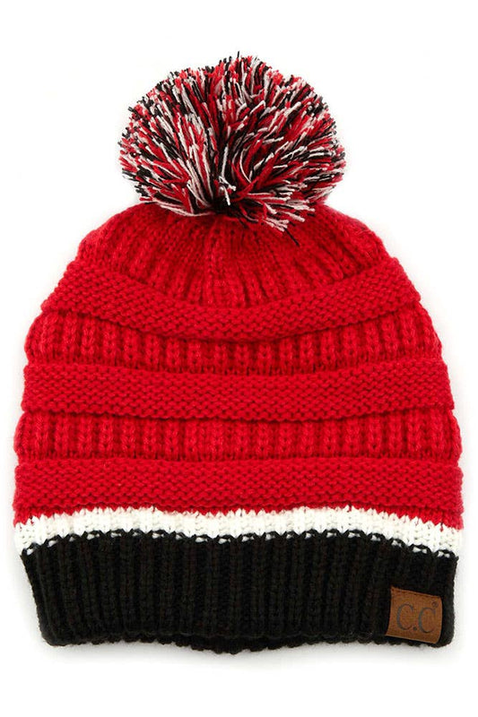 C.C Beanie - Red/Wht/Blk